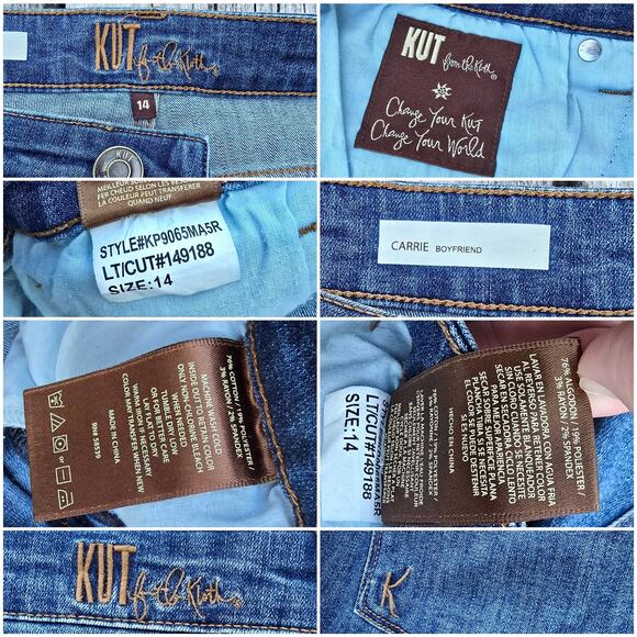 Boyfriend Jeans KFTK Carrie Plus Size 14 Stretch Denim Kut Kloth - Picture 4 of 10